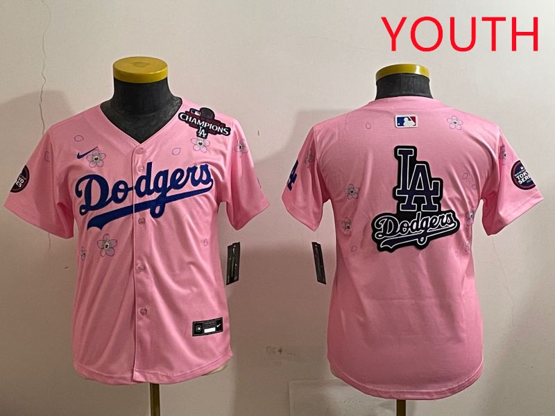 Youth Los Angeles Dodgers Blank Pink Sakura Edition 2025 Nike MLB Jersey style 20